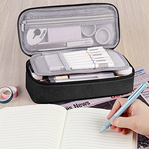 WEMATE Pencil Case, Big Capacity Pencil Pouch Stationery Pen Bag, Storage High Capacity Bag Pouch Holder Box Organizer, Marker Pen Case for Women & Men Army Green