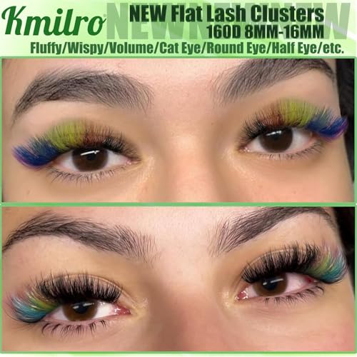Colored Lash Clusters 160D Fluffy Cluster Eyelash Extensions 8-16mm Waterproof D Curl Volume Eyelash Clusters 280Pcs 4 Colors Individual Lashes Soft Wispy False Eyelashes DIY Lash Extension, by Kmilro