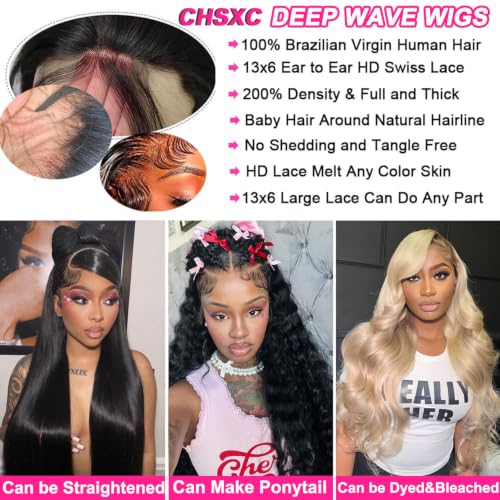 28 Inch 13x6 Deep Wave Lace Front Wig - 200% Density Human Hair