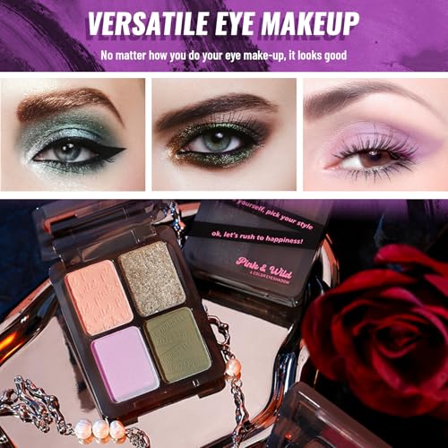 Matte & Shimmer Eyeshadow Palette - Waterproof Long-Lasting Neutral Browns, Champagne & Taupe Kit with Blending Brush, Travel Compact, High Pigment Creamy Shades (Floral Quest)
