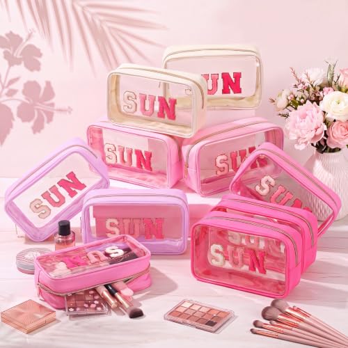 Clear Makeup Bags with Zipper 10 Pack in 5 Gradient Pink