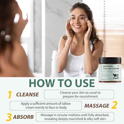 Beef Tallow for Skin, Tallow and Honey Balm, All Natural Moisturizer Hydrates and Nourishes the Skin, Deeply Moisturizing for Face & Body, Organic Grass Fed Whipped Beef Tallow & Honey Beeswax-4.2 Oz