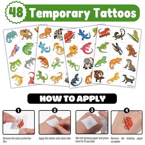 Lizard Party Favors Set: 48 Tattoos & 24 Punch Balloons