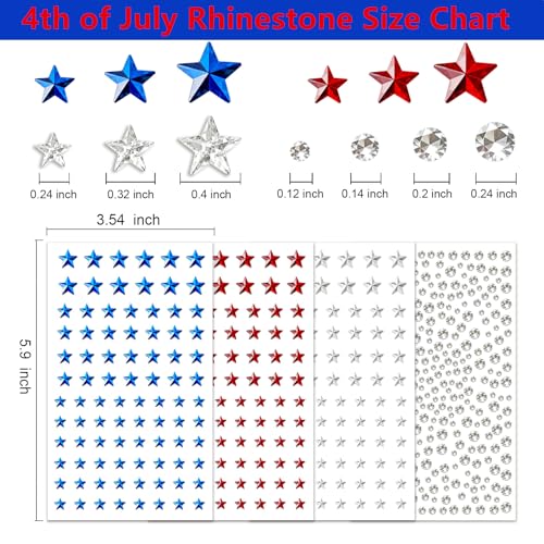 Go Ho 4th of July Star Face Gems - Self-Adhesive Rhinestones