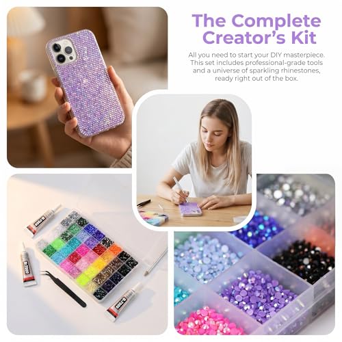 JAFLLMRI 36,000 Pcs Resin Rhinestones Bedazzling Kit for DIY Crafts Nail Art Jewelry Clothing