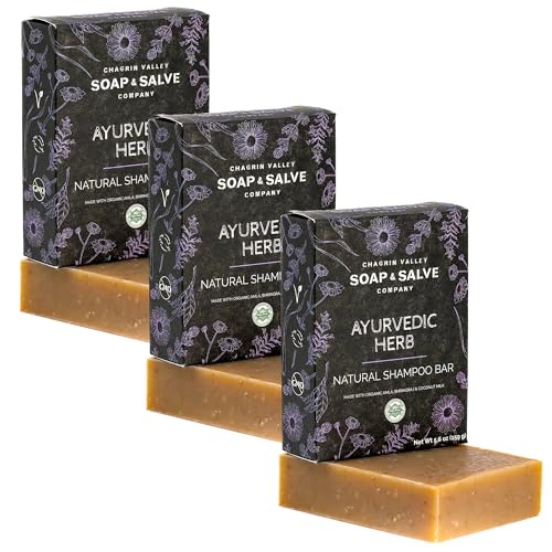 Chagrin Valley Soap & Salve Ayurvedic Organic Shampoo & Body Wash Soap Bar - Nurtures Dandruff & Dull Hair - Sulfate Free Shampoo - Sustainable, Vegan Handmade Soap ? 5.6 oz Women & Mens Soap Bar 3PK
