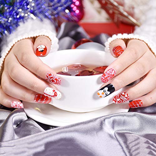 4 Pieces Christmas Nail Art Stamping Plates with Snowflakes Snowman Christmas Tree Santa Image Stamp Templates Kit DIY Stainless Steel Nail Image Polish Template Kit Manicure Stencils Tools