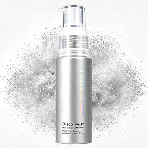 Silver Glitter Spray for Hair & Body – Non-Sticky, 0.33oz