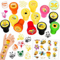 36PCS Bee Party Favors - 24PCS Temporary Tattoos & 12PCS Stamps - Ideal Honey Bee Themed Birthday Card Decorations Supplies Goodie Bag Cute Rewards for Boys Girls Classroom Gifts Baby Shower Prizes