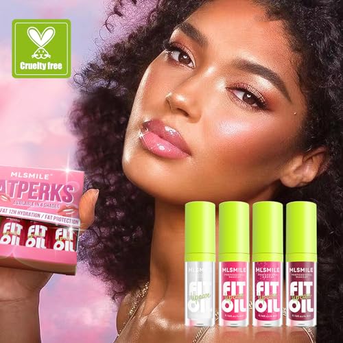 Loobexery 4 Colors Fat Oil Lip Gloss, Lip Oil Lip Glaze Hydrating Lip Glow Oil Big Brush Head Moisturizing Lip Gloss, Shiny Transparent Tinted Plumping Lip Oil Nourishing Non-sticky (A#)