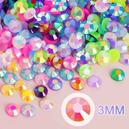 18000Pcs Resin Jelly Rhinestones for Bedazzling, Multicolor 3mm Flatback Rainbow Gems, Bedazzling Crystal with 4Pcs 2.5g Jewelry Glue, Rhinestone Picker for DIY Crafting Clothes Shoes Nail Art