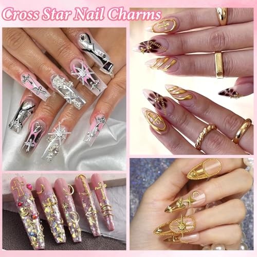3D Starburst Nail Art Kit - Gold & Silver Alloy Charms & Beads