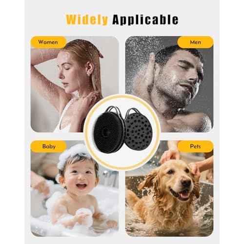2 in 1 Silicone Body Scrubber, Anti Cellulite Massage Scrubber, Exfoliating Shower Brush for Men & Women, Removes Dead Skin, Reduces Cellulite, Improves Circulation, Fast Dry, Non Slip (1PC, Black)