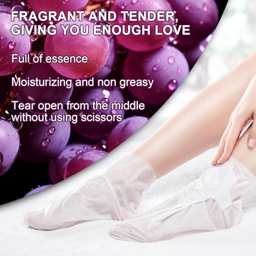 SULADEC Moisturizing Foot Mask - Grape Seed Oil & Shea Butter (7 Pairs)