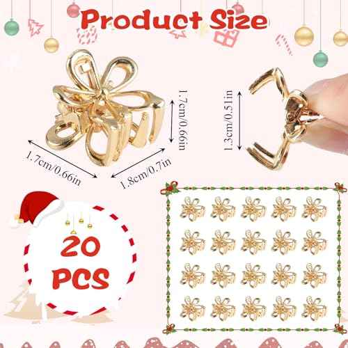 20 PCS Small Flower Hair Clips for Women Mini Tiny Sparkling Metal Gold Hair Flower Claw Clips Sweet Bangs Clips Decorative Cute Hair Accessories Gifts for Christmas Parties Girl Partners Children