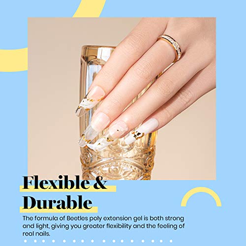 Beetles Poly Extension Gel Nail Kit, 6 Natural Skin Tone 30g gel with Mini Nail Lamp Slip Solution Rhinestone Glitter Nail Art Brush All In One Kit for Nail Manicure Starter Kit Gift for Women