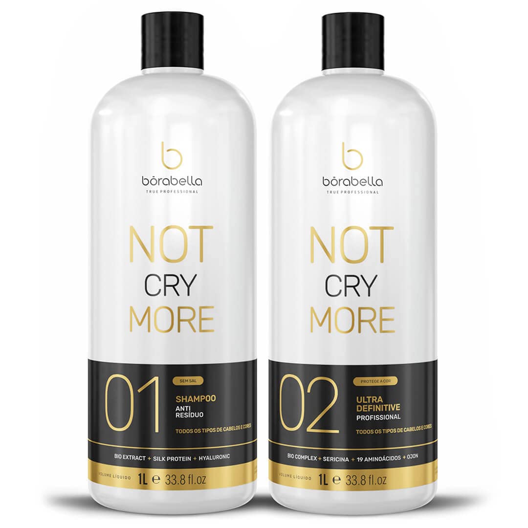 Borabella Nao Chore Mais No More Crying Brazilian Keratin Treatment 2x1000ml | Progressive Brush | Smoothing and Straightening System | Volume Reducer | 100% Straight Hair