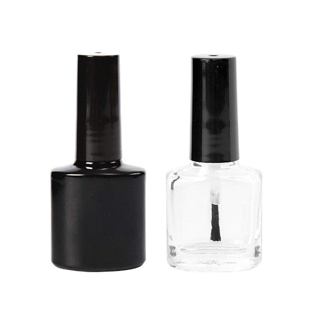 10 Pcs 10ml Glass Nail Polish Bottles Empty Refillable Nail Polish Bottle Containers with Brush Cap for Nail Art Sample (Black)