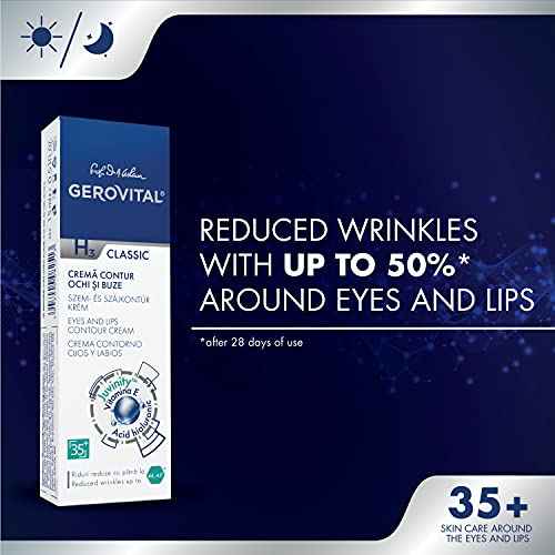 GEROVITAL CLASSIC Anti-wrinkle around Eyes and Lips Lifting Cream with Hyaluronic Acid, Vitamin E and Juvinity¢â for Dark Circles, Fine Lines & Wrinkles, 15 ml