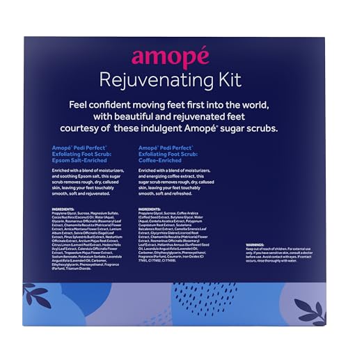 Amopé Rejuvenating Foot Care Kit - Exfoliating Sugar Scrubs & Scrubber