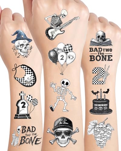 192 Skeleton Temporary Tattoos for 2nd Birthday Party