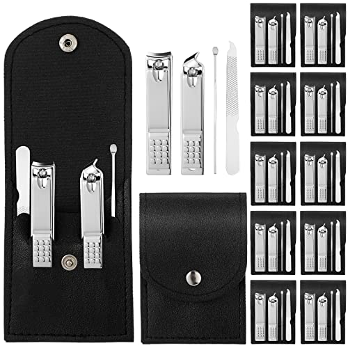 12 Sets Manicure Set Nail Clippers Pedicure Kit Stainless Steel Professional Pedicure Set Grooming Kits Nail Care Tools with Luxurious Travel Case for Nail Care