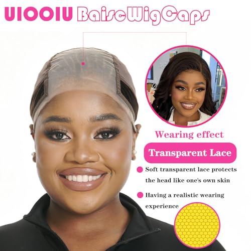 Lace Wig Grip Cap for Women 4x5 Transparent Lace Wig Caps Non Slip Wig Gripper for Keeping Wigs In Place Adjustable Wig Cap(Brown,Medium)
