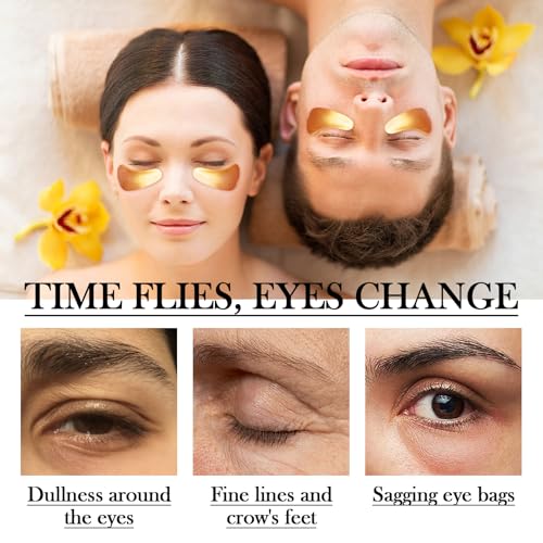Lip & Eye Mask Set - 30 Hydrating Gold Eye Patches & Pink Lip Masks