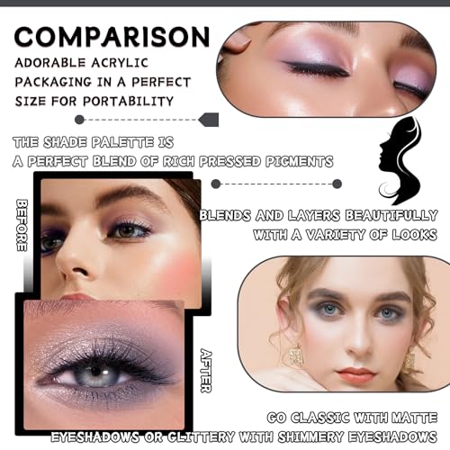 Blue Gray Eyeshadow Palette - 4 Matte & Shimmer Colors