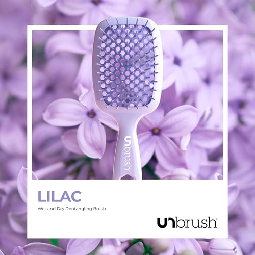 FHI Heat UNbrush Detangling Brush for Pain-Free Brushing on All Wet or Dry Hair Types — Durable DuoFlex Anti-Static Bristles, Lightweight Handle, Vented Hair Brush, Lilac Light Purple