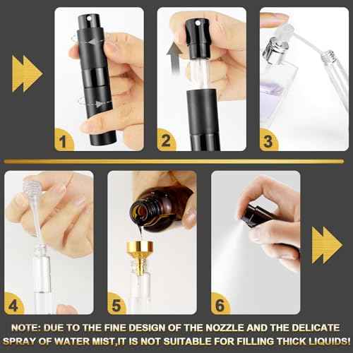 8ML Refillable Perfume Spray Bottles - Travel Atomizer Set with Removable Inner Bottle, Portable Leak Proof Lightweight Sprayer for Fragrances, Essential Oils (Matte Black 4 Pack)