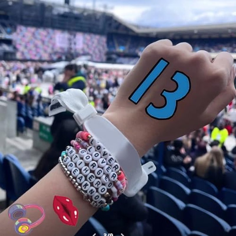 91 Pcs Temporary Tattoos for Singer Fans, Music Album World Tour Tattoos, Lucky Number 13 Hand Face Tattoo Stickers for Music Lover, Concert Merch Accessories Party Favor Decoration Gift Idea