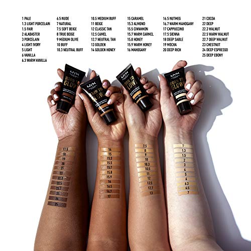 NYX PROFESSIONAL MAKEUP Born To Glow Naturally Radiant Foundation, Medium Coverage - Porcelain