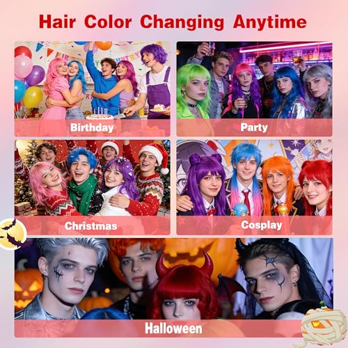 Temporary Hair Color Spray - 10 Vibrant Shades, Washable