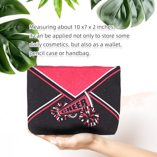 Cheerleader Makeup Bag Canvas Cosmetic Organizer RoseRed