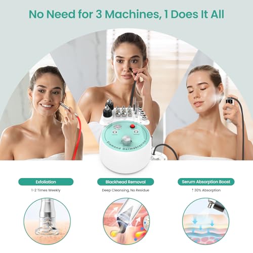UNOISETION Microdermabrasion Machine for Face & Body, Salon-Grade Skin Exfoliation with Adjustable Suction, Reusable Diamond Heads
