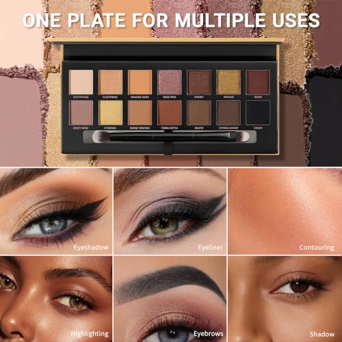 Erinde 14-Color Eyeshadow Palette with Brush – Matte & Shimmer