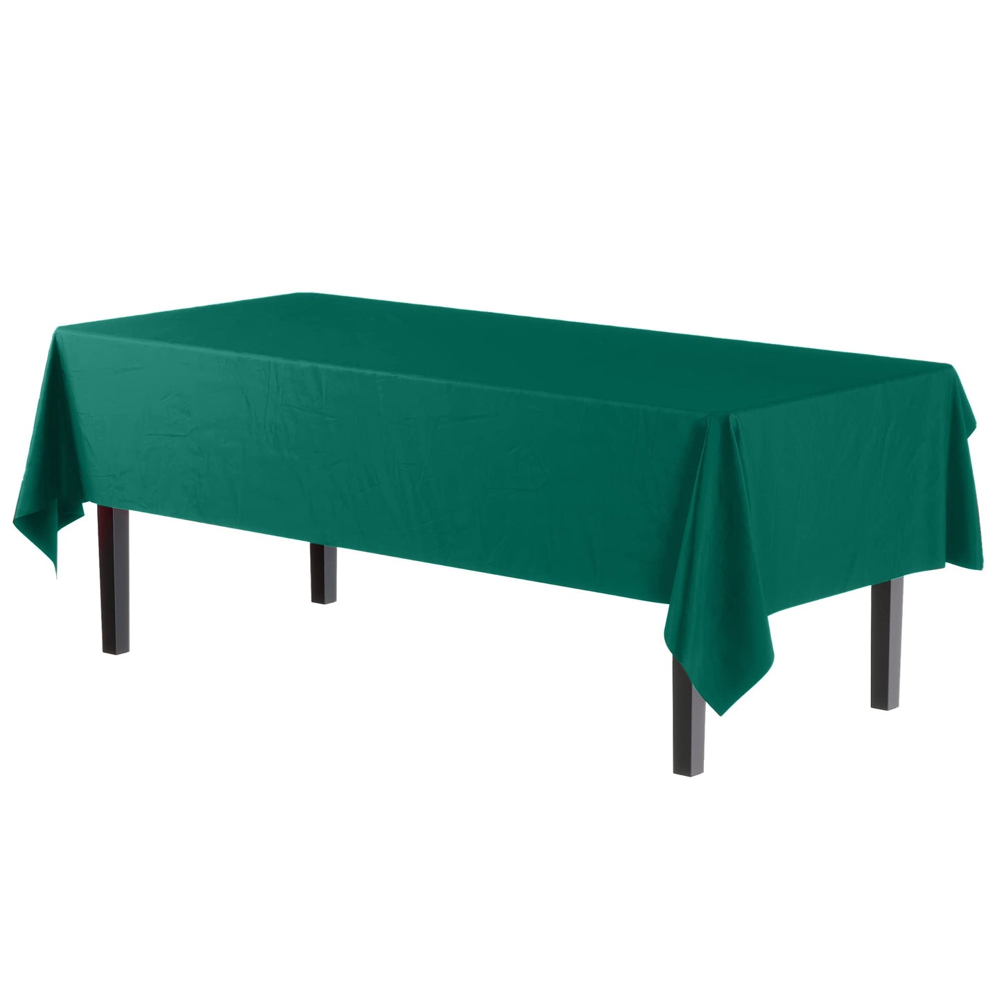 Exquisite 12-Pack Premium Plastic Tablecloth 54in. x 108in. Rectangle Table Cover - Dark Green