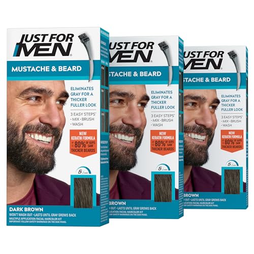 Just For Men Mustache & Beard Dye Dark Brown M-45 (3-Pack)
