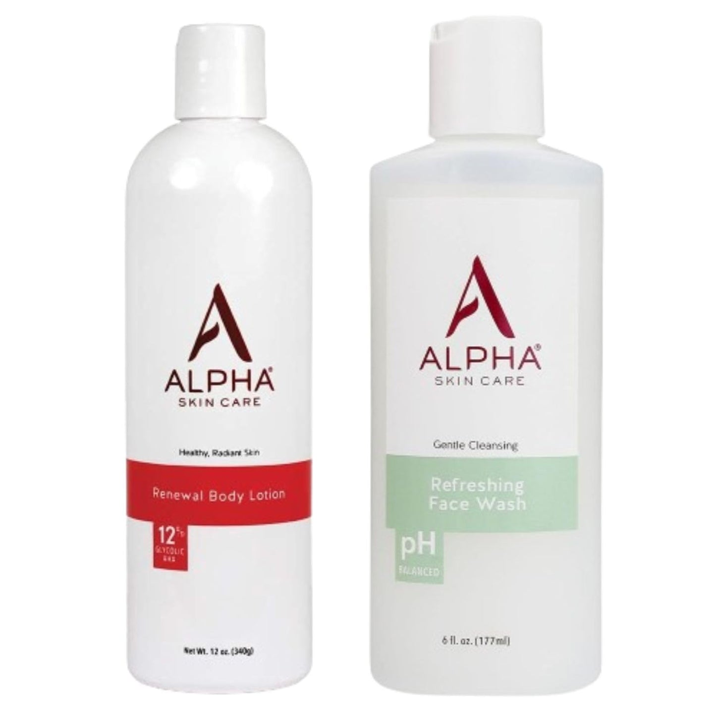 Revitalizing Body Lotion with 12% Glycolic AHA, 12 Fl Oz and Refreshing Face Wash, 6 Fl Oz