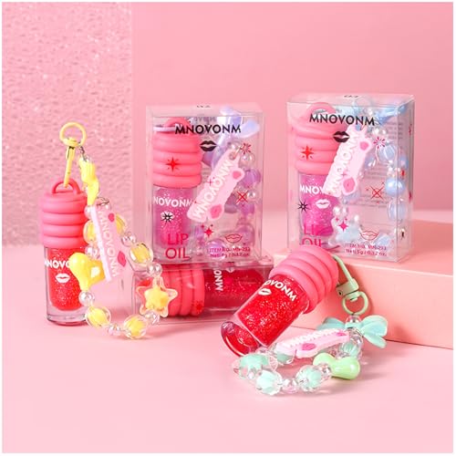 3 Pcs Hydrating Lip Gloss Set, Colors Changing Lip Gloss Cute Bracelet Designs Lip Oil, Lip Jelly for Women, Party Gift, Non-toxic Make-up