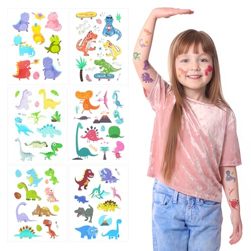 Dinosaur Temporary Tattoos for Kids - 12 Sheets Waterproof
