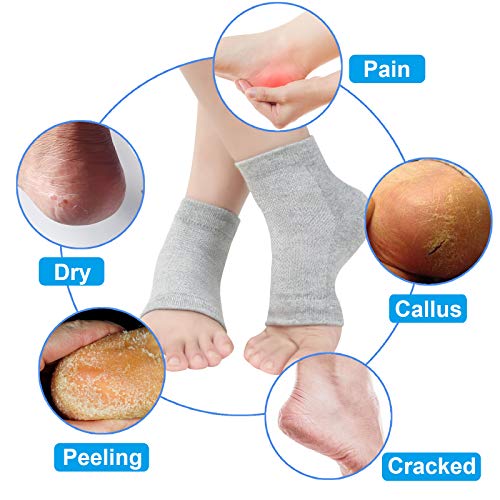 Exptolii Moisturizing Gel Heel Socks - 3 Pairs Toeless Spa