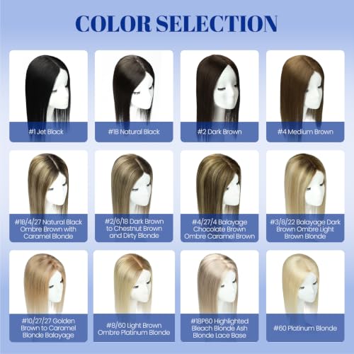 WORLDSTAR Human Hair Topper for Women 12 Inch Golden Brown to Caramel Blonde Balayage - 55g, Natural Look, Easy Wear