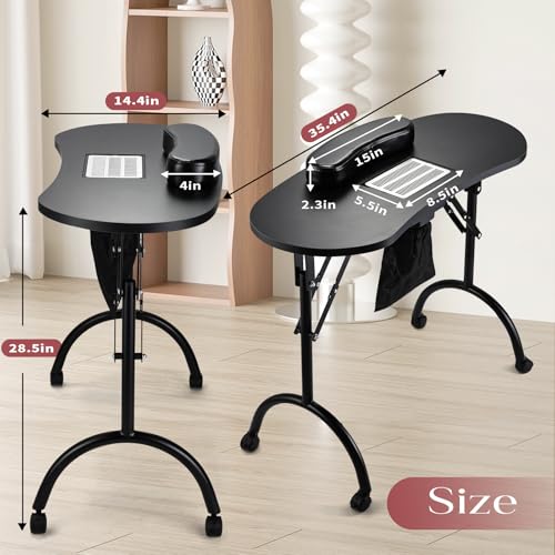 Faquenc Portable Nail Table with Dust Collector & Arm Rest