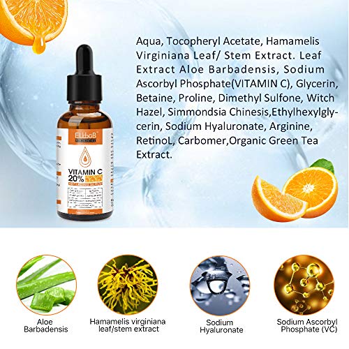 Premium 20% Vitamin C Serum For Face with Hyaluronic Acid, Retinol & Amino Acids - Boost Skin Collagen,Hydrate & Plump Skin, Anti Aging & Wrinkle Facial Serum