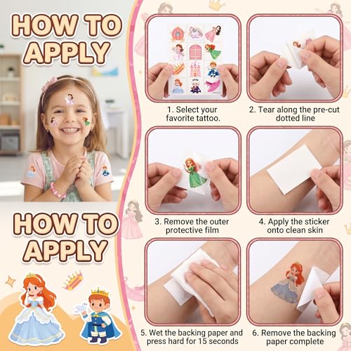 96 Princess Temporary Tattoos for Kids | Cute Party Favors