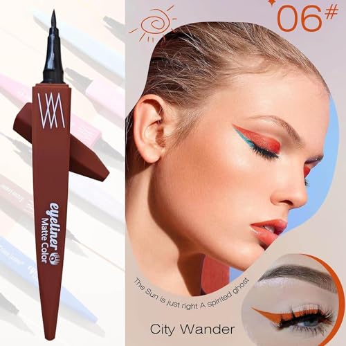 Brown Liquid Eyeliner Pencil, Waterproof & Smudge-proof Ultra-Fine Brush Tip Eye Liner, Quick Drying Formula Long Lasting High-Pigmented Up to 24 Hours Eye Makeup Wear(Brown)