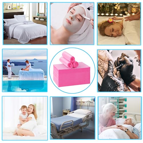 Disposable Massage Table Sheets (31" x 71", 100 Pack) - Pink Spa Bed Cover