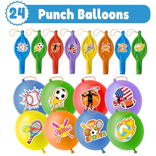 72 PCS Sports Balls Party Favors Kit with Punch Balloons & Tattoos